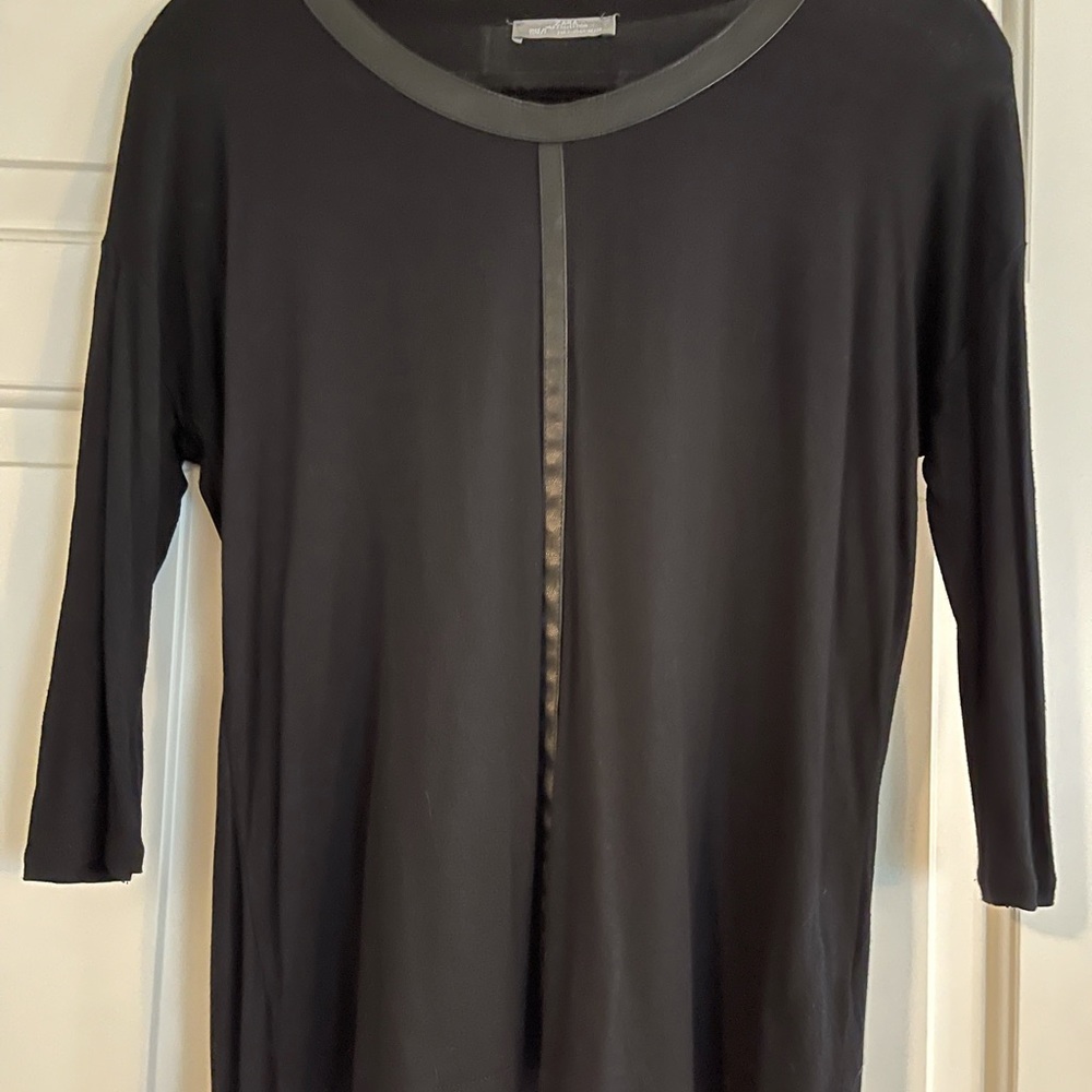Black Zara Top with Pleather Neckline